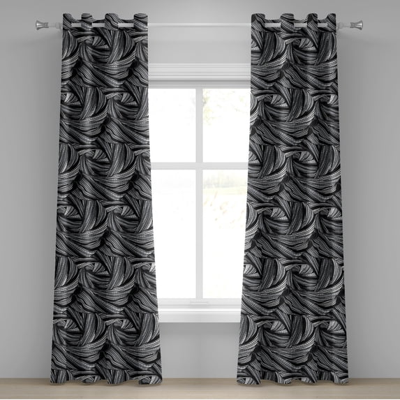 Ambesonne Abstract Boho Grommet Curtain, Modern Tentacles Art, 50"x72", Charcoal Grey and Pale Grey