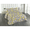 thumbnail image 1 of Ambesonne Abstract Boho Quilted Bedspread Set 3 Pcs, Prehistoric Art Bloom, King, Taupe Grey White Yellow, 1 of 4