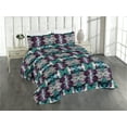 thumbnail image 1 of Ambesonne Abstract Boho Quilted Bedspread Set 3 Pcs, Psychedelic Hues Art, Queen, Teal Raspberry Seafoam, 1 of 4
