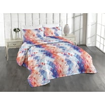 Ambesonne Abstract Boho Quilted Bedspread Set 3 Pcs, Sketchy Leaf Pattern, King, White Multicolor