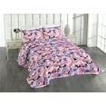 thumbnail image 1 of Ambesonne Abstract Boho Quilted Coverlet 3 Pcs, Floral Contemporay, Queen Size, Fuchsia Pale Pink Cream, 1 of 4