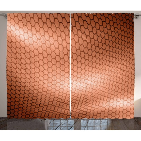 Ambesonne Abstract Curtains 2 Panel Set, Comb Pattern Waves, 108" x 90", Pale Rust