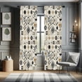 thumbnail image 1 of Ambesonne Abstract Curtains 2 Panel Set, Geometric Modern Leaves, Pair of - 28" x 63", Eggshell Dark Grey Ecru, 1 of 4
