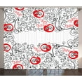 thumbnail image 1 of Ambesonne Abstract Curtains 2 Panel Set, Sketchy Birds Swirls Art, 108" x 84", Scarlet White, 1 of 3
