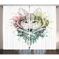 thumbnail image 1 of Ambesonne Abstract Curtains 2 Panel Set, Wild Tribe Animal Wolf, 108" x 108", Multicolor, 1 of 3