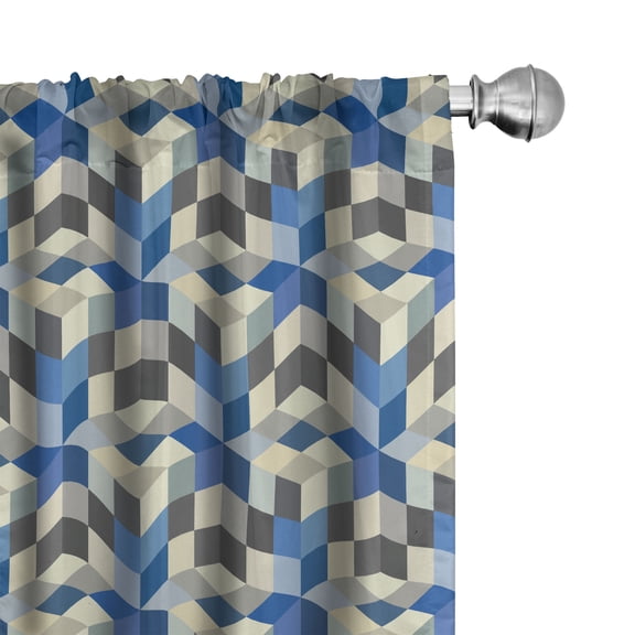 Ambesonne Abstract Curtains, 3D Cube Modern Art, Pair of 28"x63", Multicolor