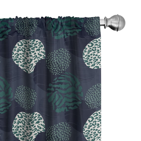 Ambesonne Abstract Curtains, Animal Print Circles Lines, Pair of 28"x95", Dark Violet Blue and Green