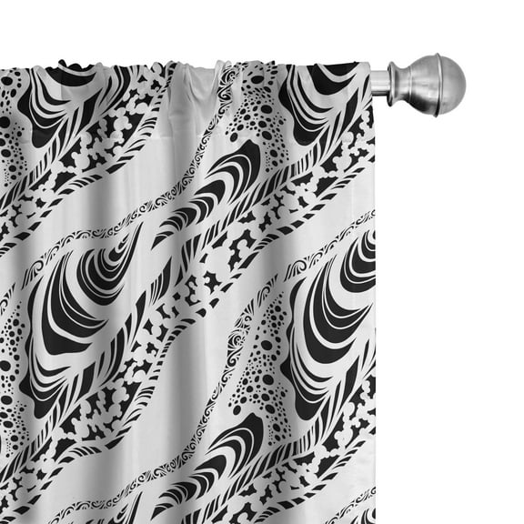 Ambesonne Abstract Curtains, Animal Skin Patterns, Pair of 28"x84", Black White