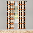 thumbnail image 1 of Ambesonne Abstract Curtains, Argyle Motif Stripes Print, Pair of 28"x95", Brunt Orange, 1 of 2