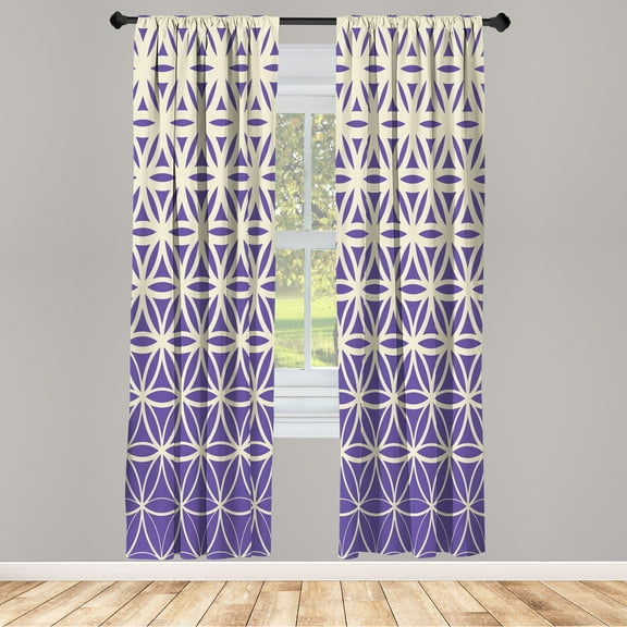 Ambesonne Abstract Curtains, Art of Retro Ombre Pattern, Pair of 28"x63", Lavender Eggshell