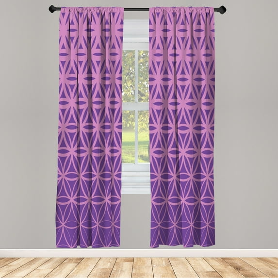 Ambesonne Abstract Curtains, Art of Retro Ombre Pattern, Pair of 28"x84", Fuchsia Lilac