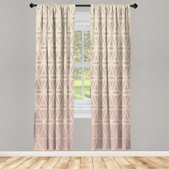 Ambesonne Abstract Curtains, Art of Retro Ombre Pattern, Pair of 28"x84", Pale Rose
