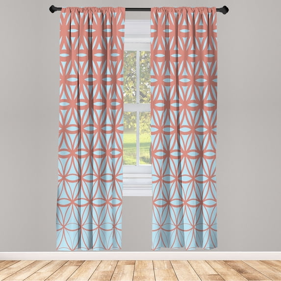 Ambesonne Abstract Curtains, Art of Retro Ombre Pattern, Pair of 28"x95", Pale Rust