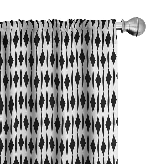 Ambesonne Abstract Curtains, Bitonal Diagonal Geometric, Pair of 28"x63", Dark Blue Grey and White