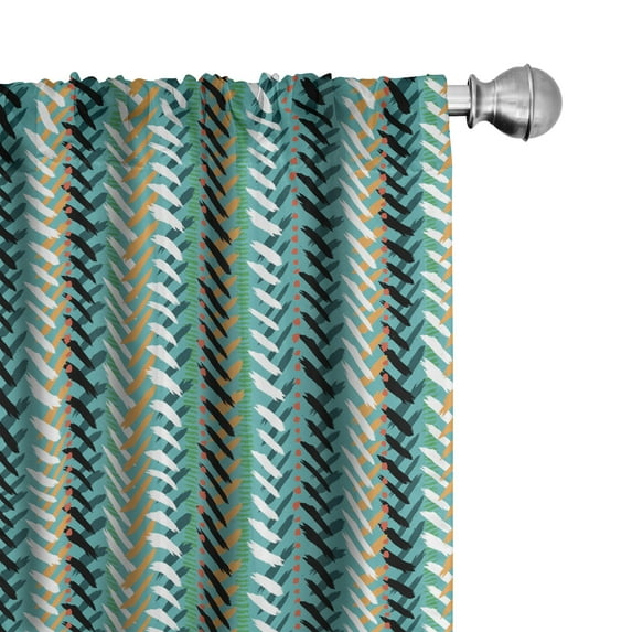 Ambesonne Abstract Curtains, Brush Strokes and Dots, Pair of 28"x95", Dark Seafoam Multicolor
