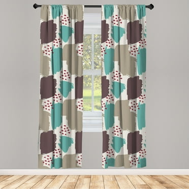 Ambesonne Abstract Curtains, Brushstrokes Pattern Art, Pair of 28"x63", Seafoam Eggshell