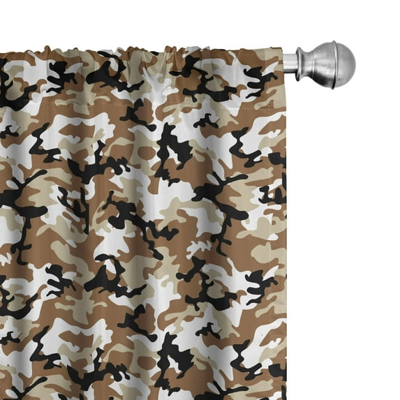 Ambesonne Abstract Curtains, Camo Style Shades, Pair of 28"x95", Pale Caramel Tan Black