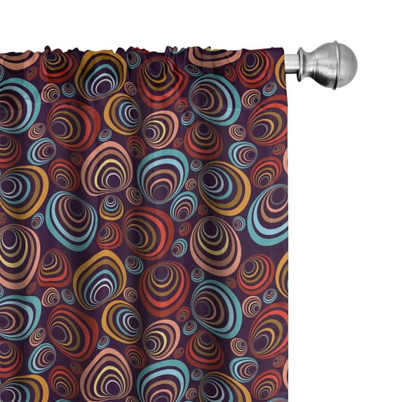 Ambesonne Abstract Curtains, Circular Spiral Shapes, Pair of 28"x95", Multicolor