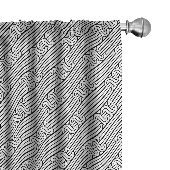 Ambesonne Abstract Curtains, Classic Curved Lines, Pair of 28"x95", Black White