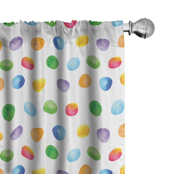 Ambesonne Watercolor Curtains, Abstract Polka Dots, Pair of 28"x84", Multicolor