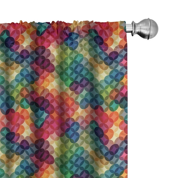 Ambesonne Abstract Curtains, Colorful Circle Design, Pair of 28"x95", Multicolor