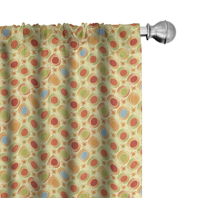 Ambesonne Abstract Curtains, Colorful Dots Striped, Pair of 28"x84", Multicolor
