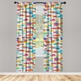 thumbnail image 1 of Ambesonne Abstract Curtains, Colorful Rectangles, Pair of 28"x95", Multicolor, 1 of 2