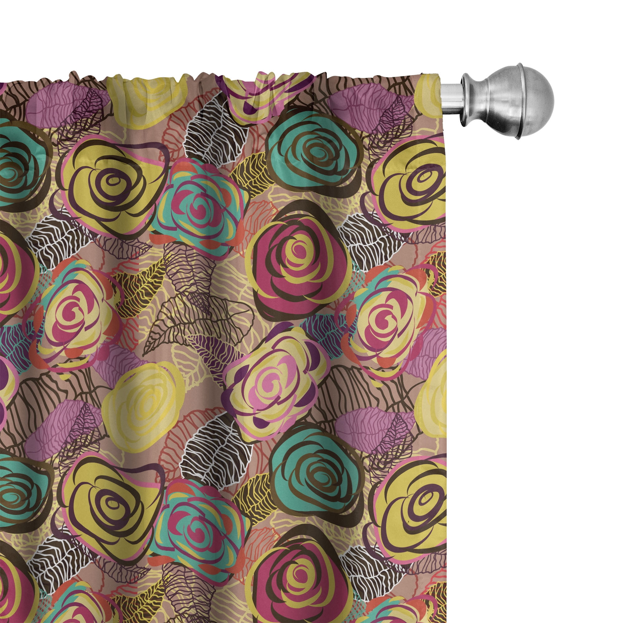 Ambesonne Abstract Curtains, Colorful Rose Blossoms, Pair of 28
