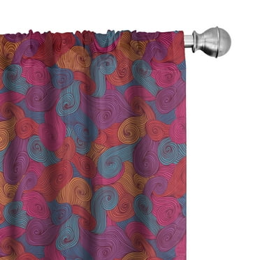 Ambesonne Abstract Curtains, Colorful Swirls Curls, Pair of 28"x63", Multicolor