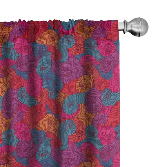 Ambesonne Abstract Curtains, Colorful Swirls Curls, Pair of 28"x63", Multicolor