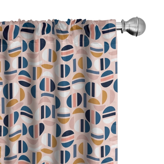 Ambesonne Abstract Curtains, Contemporary Geometric Art, Pair of 28"x84", Pale Blush Multicolor