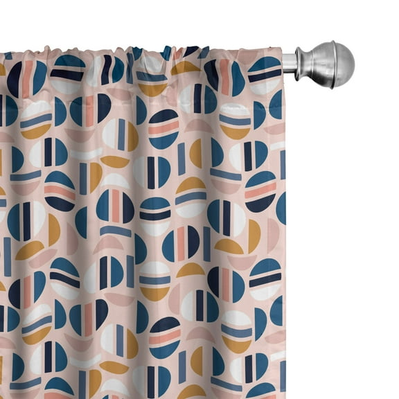 Ambesonne Abstract Curtains, Contemporary Geometric Art, Pair of 28"x84", Pale Blush Multicolor