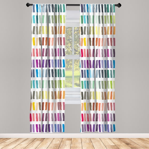 Ambesonne Abstract Curtains, Contemporary Modern Art, Pair of 28"x63", Multicolor