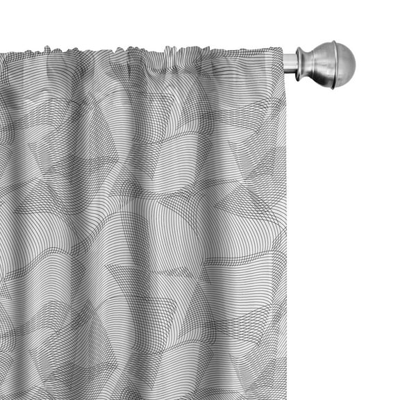 Ambesonne Abstract Curtains, Curvy Lines Art, Pair of 28"x95", Black White