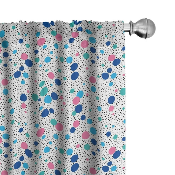 Ambesonne Abstract Curtains, Dots Circles Girlish, Pair of 28"x84", Multicolor