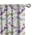 thumbnail image 1 of Ambesonne Abstract Curtains, Dragonflies Flowers, Pair of 28"x95", Pale Blue Purple, 1 of 5