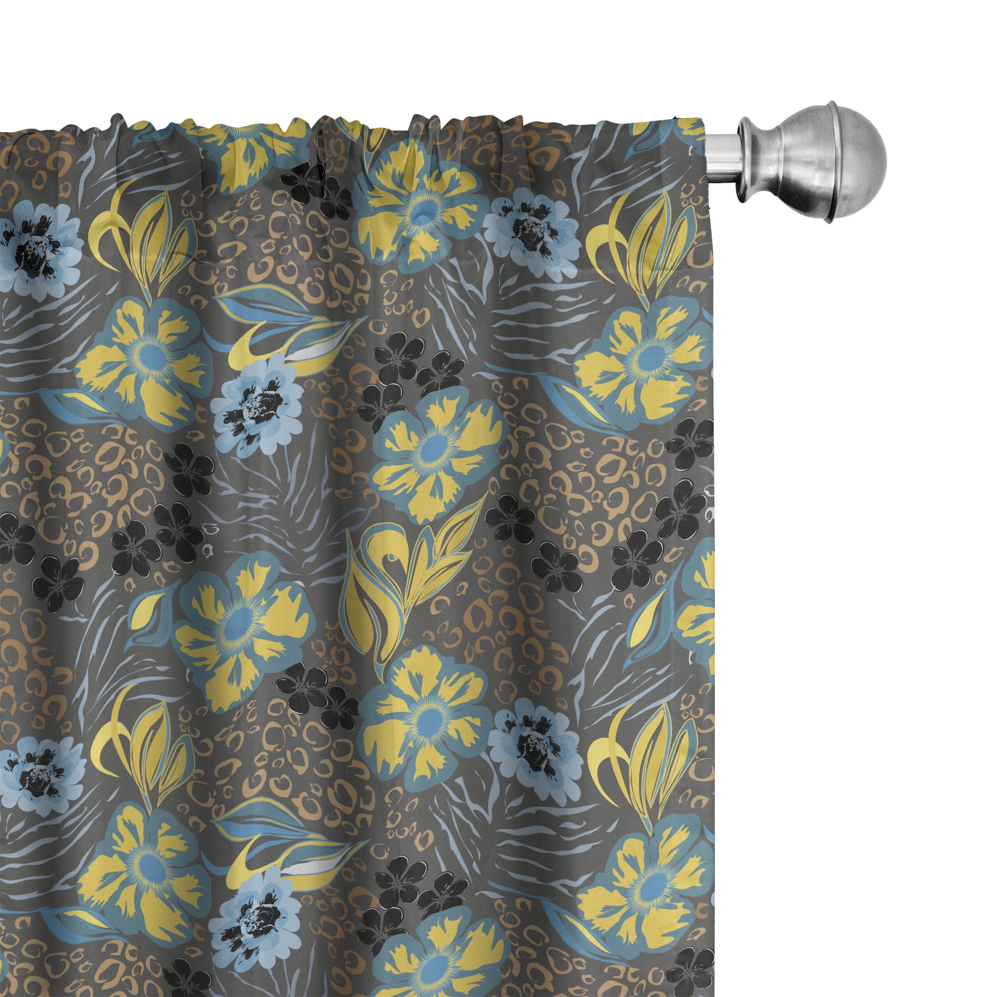 Ambesonne Abstract Curtains, Flowers Circled Detail, Pair of 28