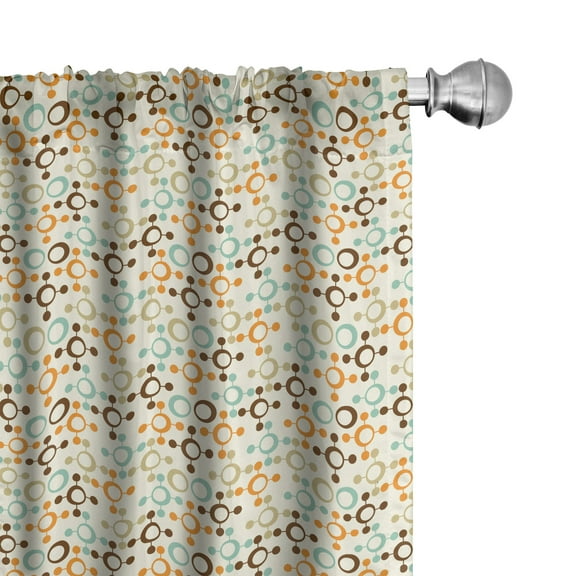 Ambesonne Abstract Curtains, Funky Molecule Like, Pair of 28"x63", Orange Grey Pale Blue