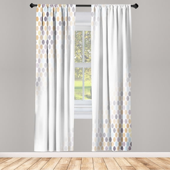 Ambesonne Abstract Curtains, Futuristic Style Beam Art, Pair of 28"x84", Almond Champagne