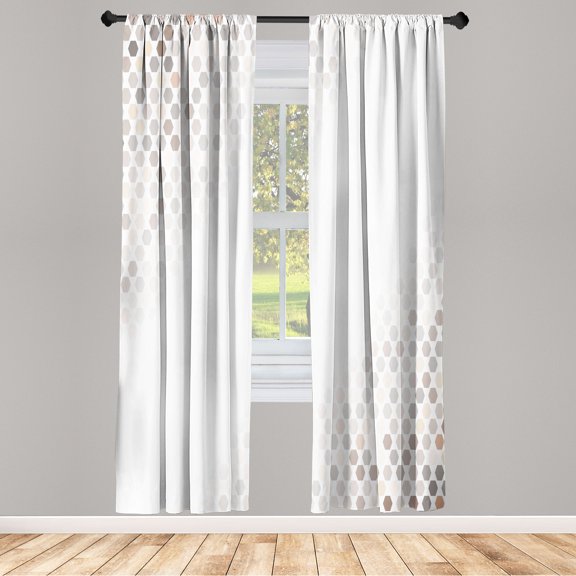 Ambesonne Abstract Curtains, Futuristic Style Beam Art, Pair of 28"x95", Umber Champagne