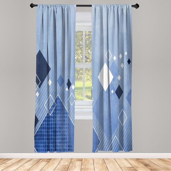 Ambesonne Abstract Curtains, Geometric Composition Art, Pair of 28"x95", Pale Azure