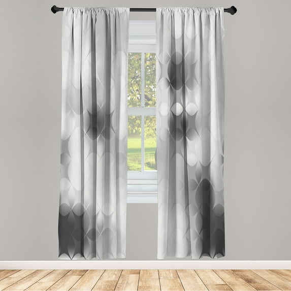 Ambesonne Abstract Curtains, Geometric Squares Stars, Pair of 28"x95", Grey Coconut