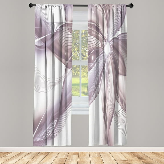 Ambesonne Abstract Curtains, Geometric Stripes Floral, Pair of 28"x95", Pale Rose