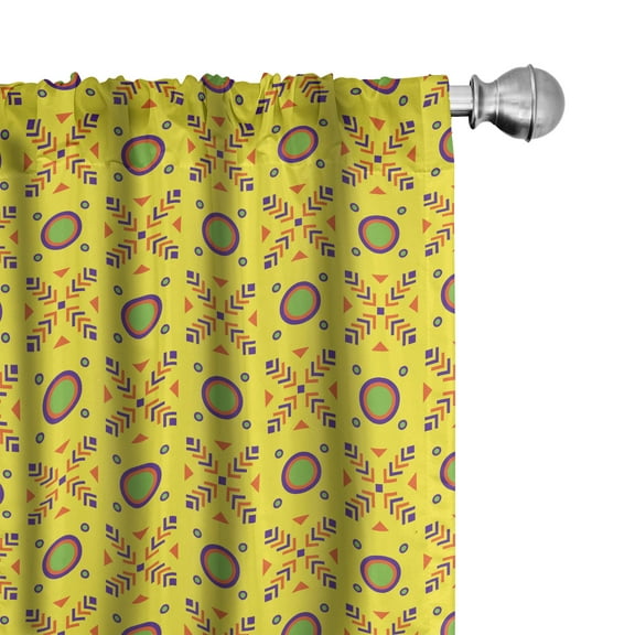Ambesonne Abstract Curtains, Geometric Summer Colors, Pair of 28"x95", Yellow and Multicolor