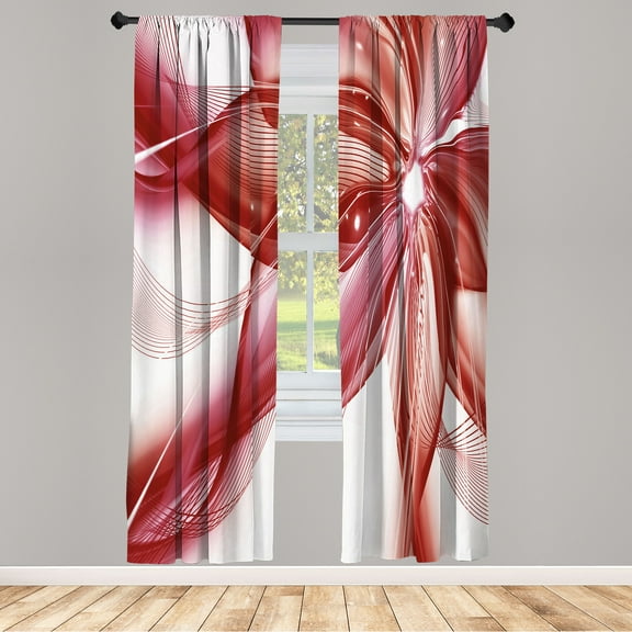 Ambesonne Abstract Curtains, Geometrical Flower Artwork, Pair of 28"x63", Dark Pink