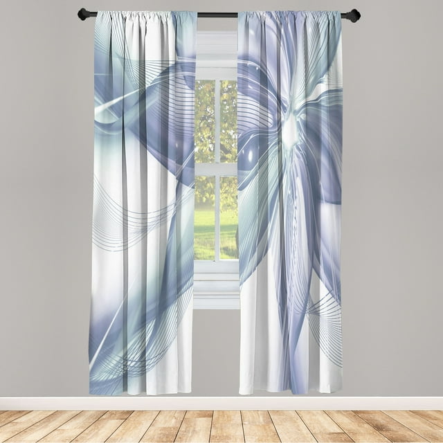 Ambesonne Abstract Curtains, Geometrical Flower Artwork, Pair of 28"x63", Pale Teal