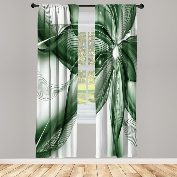 Ambesonne Abstract Curtains, Geometrical Flower Artwork, Pair of 28"x63", Peacock Green