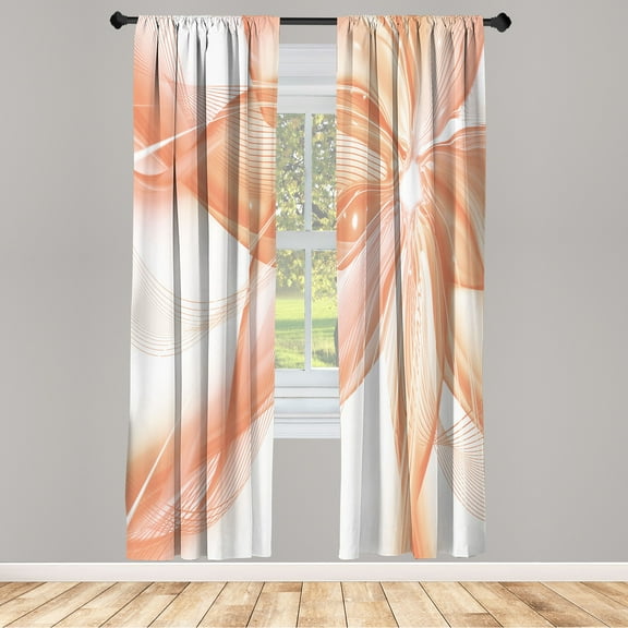 Ambesonne Abstract Curtains, Geometrical Flower Artwork, Pair of 28"x84", Dark Peach