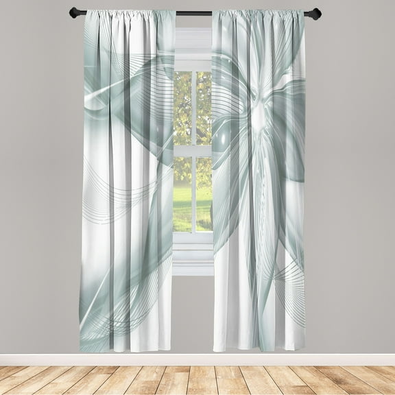 Ambesonne Abstract Curtains, Geometrical Flower Artwork, Pair of 28"x84", Pale Grey