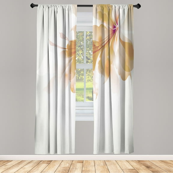 Ambesonne Abstract Curtains, Gradient Toned Flowers Art, Pair of 28"x63", Dark Mustard